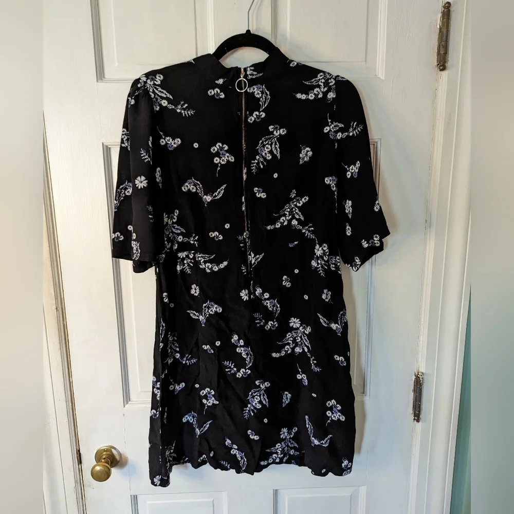 WHO WHAT WEAR Zipper Front Black Floral Print Dress XL - Picture 1 of 9